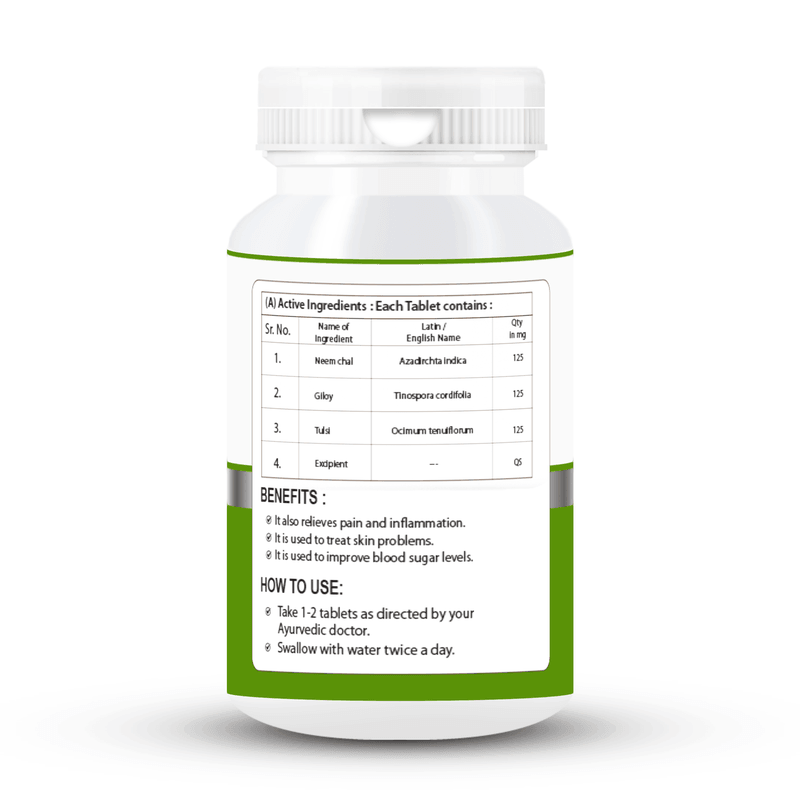 Zenius Neem Giloy Tulsi Tablets - for Immunity Boost, Detoxification, and Health Support - 60 Tablets