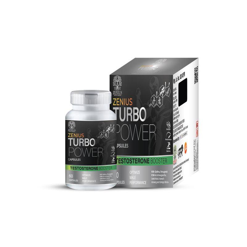 Zenius Turbo Power Capsules - Testosterone Booster Supplements for Stamina, Energy, and Immunity Boost - 60 Capsules