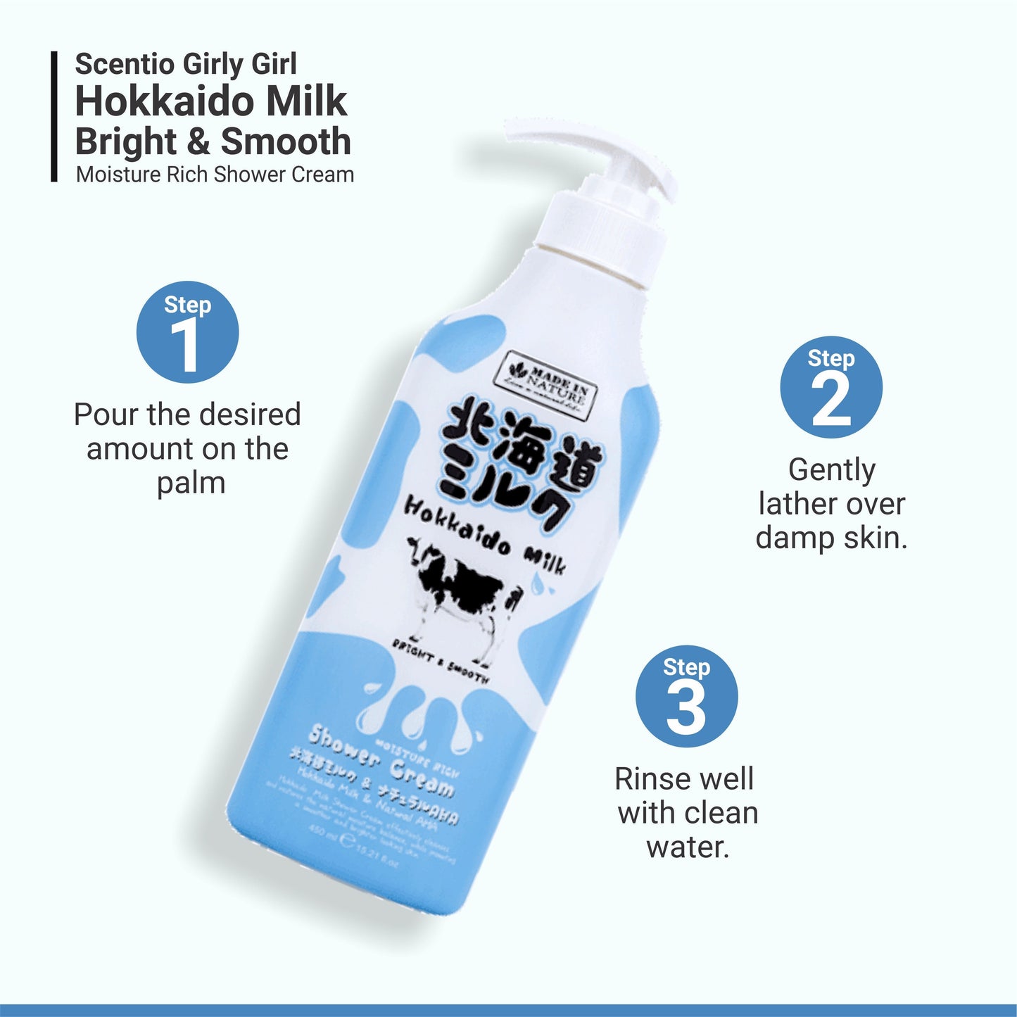 Scentio Girly Girl Hokkaido Milk Moisture Rich Shower Cream – 700ml Winter Care