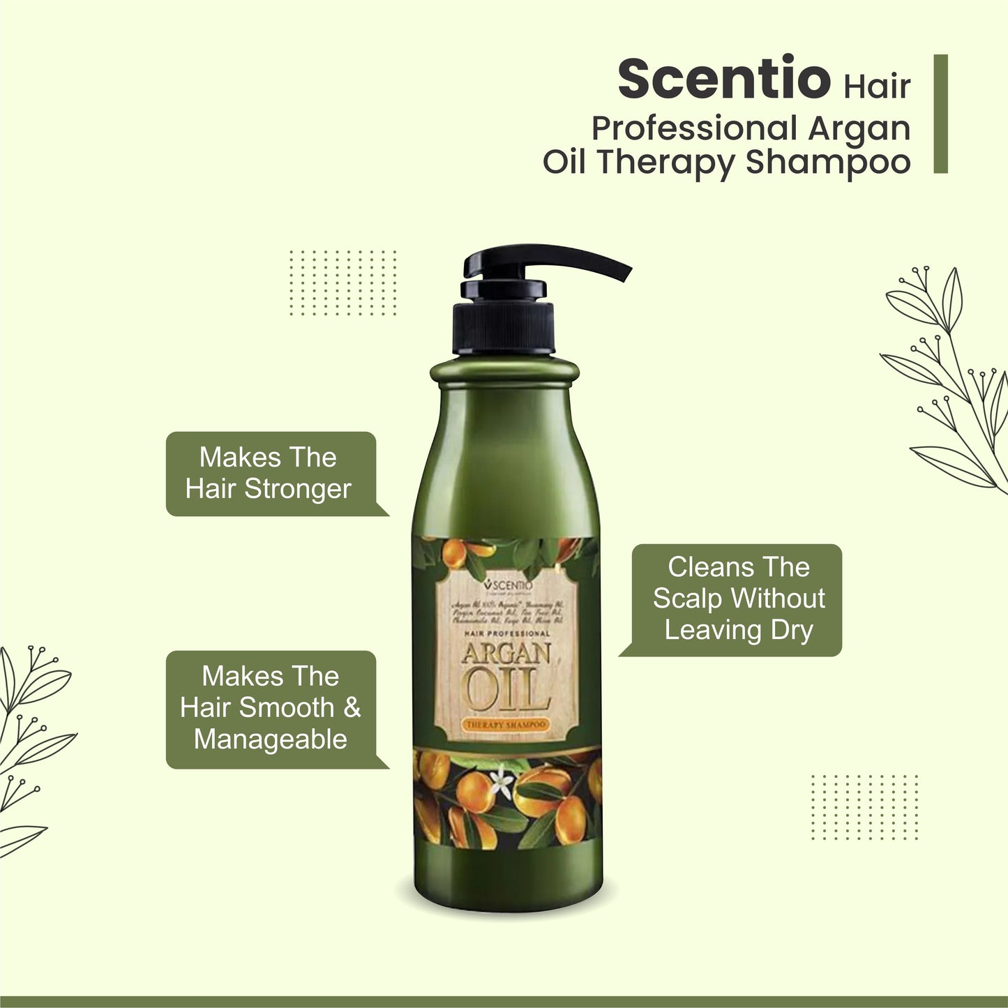 Scentio Hair Professional Argan Oil Therapy Shampoo 500ml – Nourish & Repair Hair