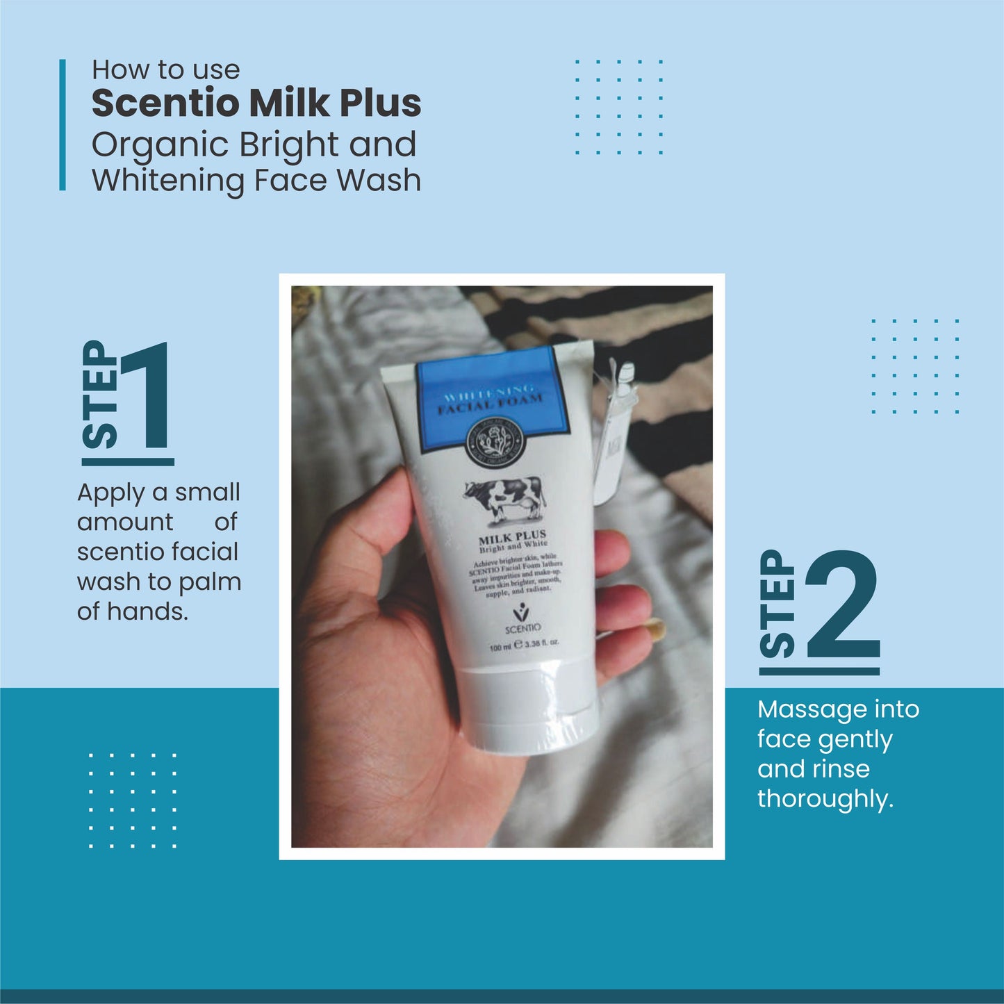 Scentio Milk Plus Organic Bright & Whitening Face Wash 100ML | Natural Skin Care from Thailand