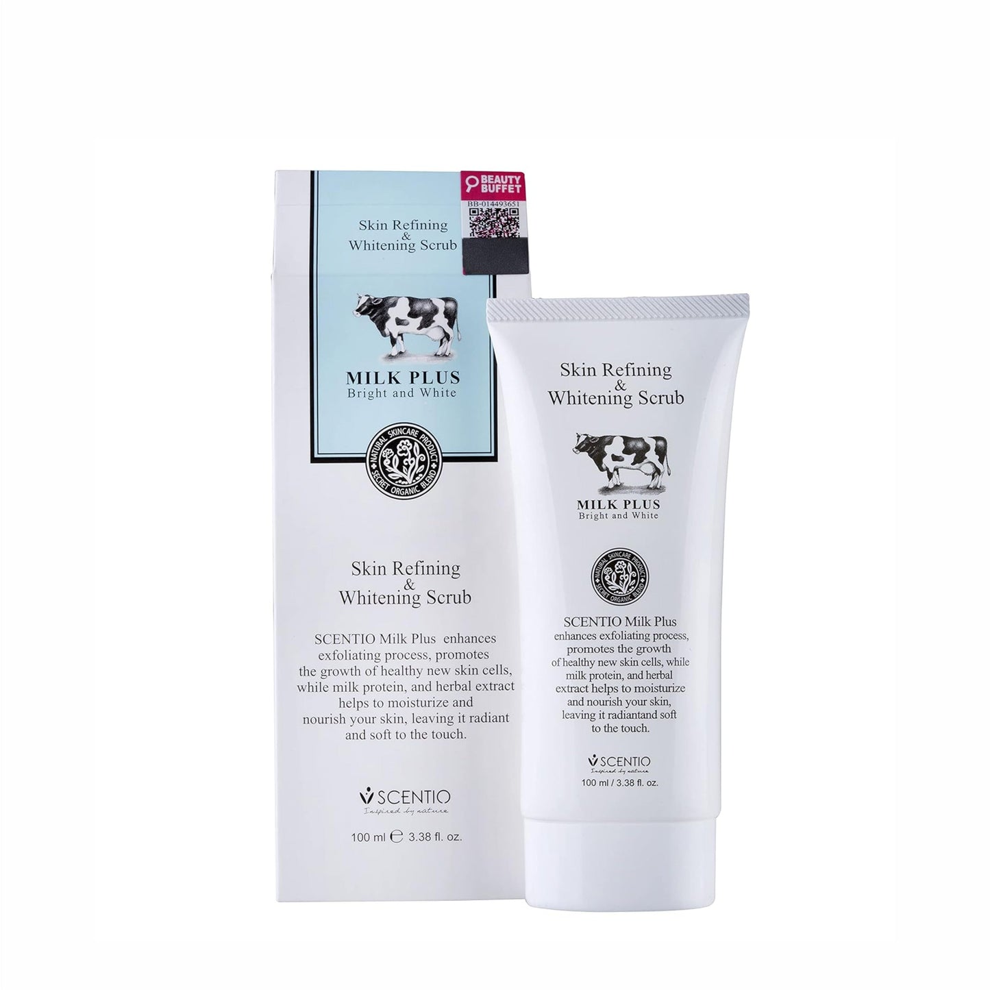 Scentio Milk Plus Organic Skin Refining & Whitening Scrub - 100ml | Brighten & Smooth Skin