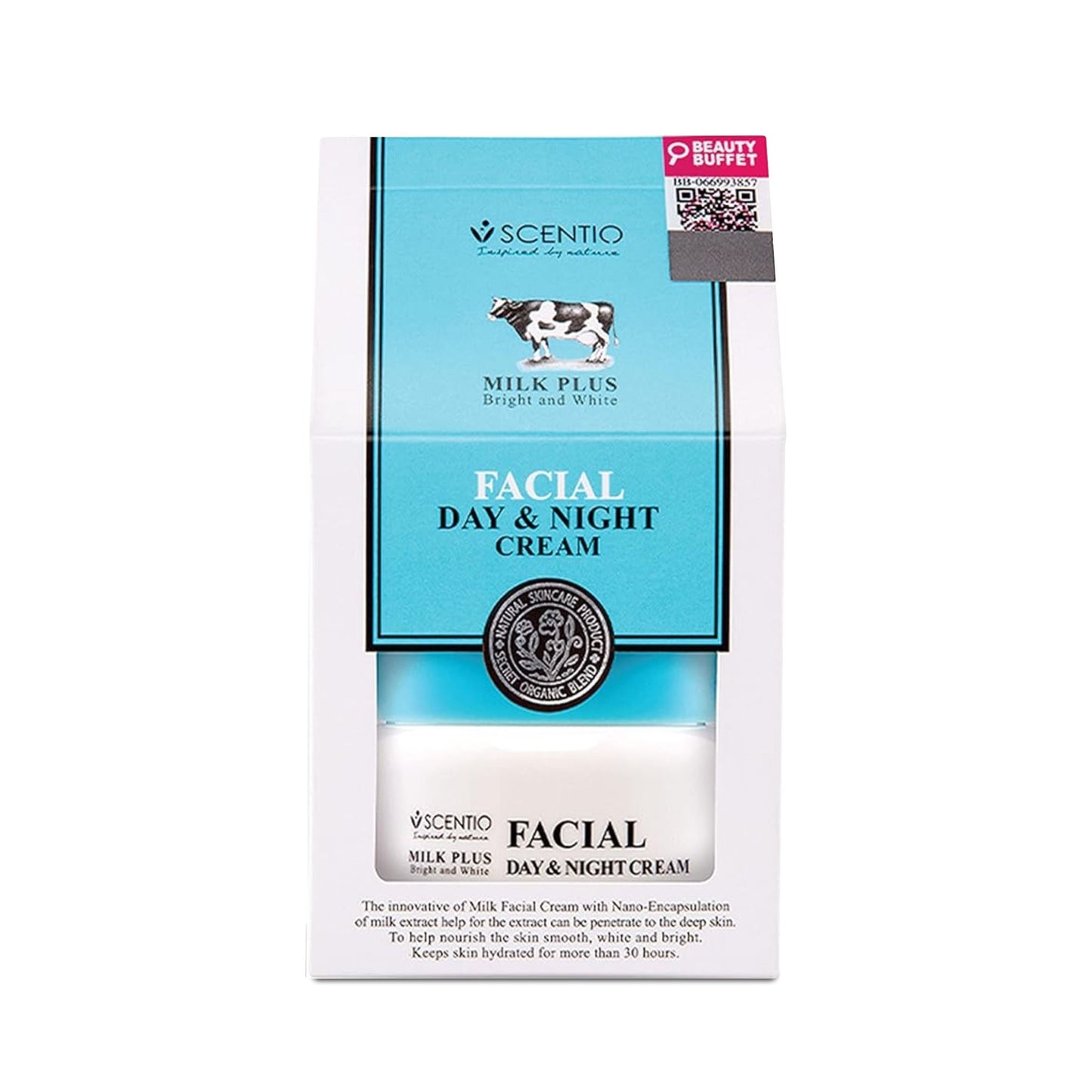 Scentio Milk Plus Organic Whitening Face Day & Night Cream 50ml | 30 Hours Hydration