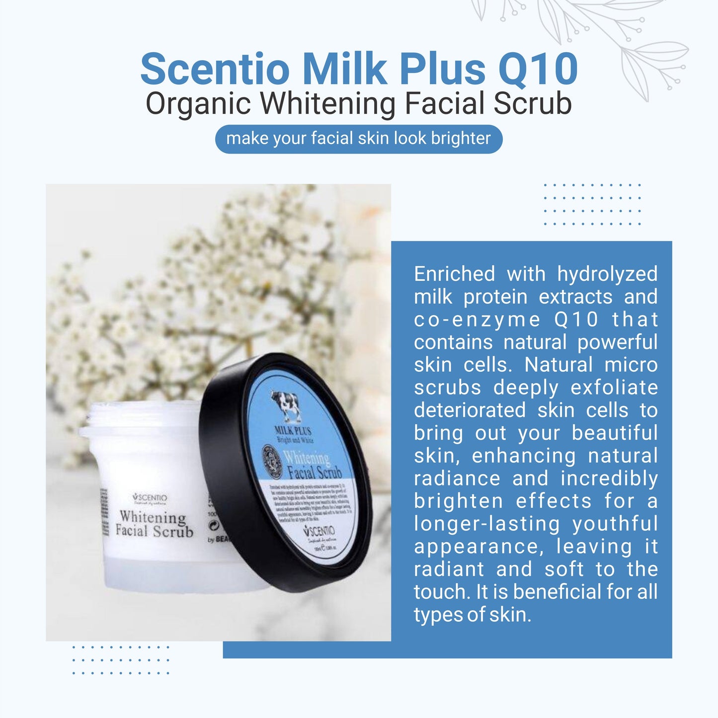 Scentio Milk Plus Organic Whitening Facial Mask 100 ML – Brighten & Nourish Skin