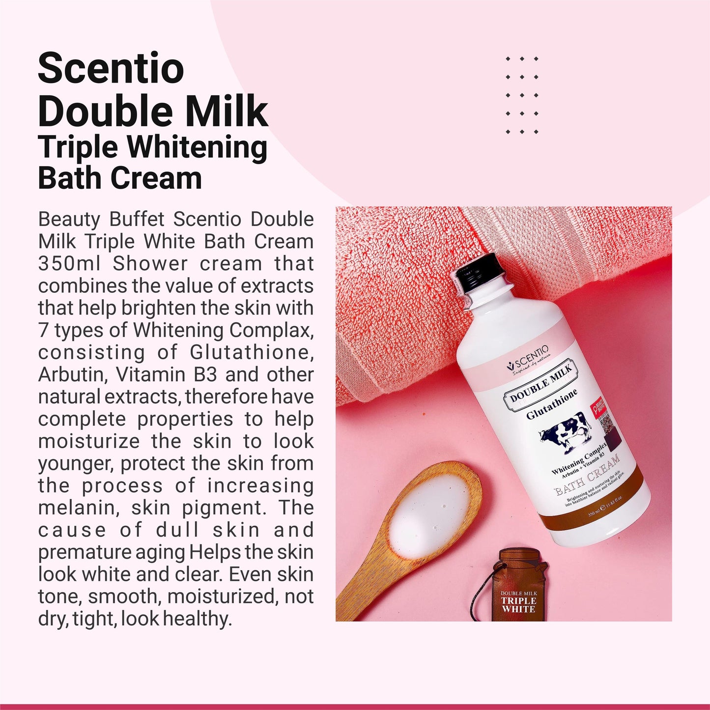 Scentio Organic Double Milk Triple Whitening Bath Cream 350ML – Brighten & Nourish Your Skin