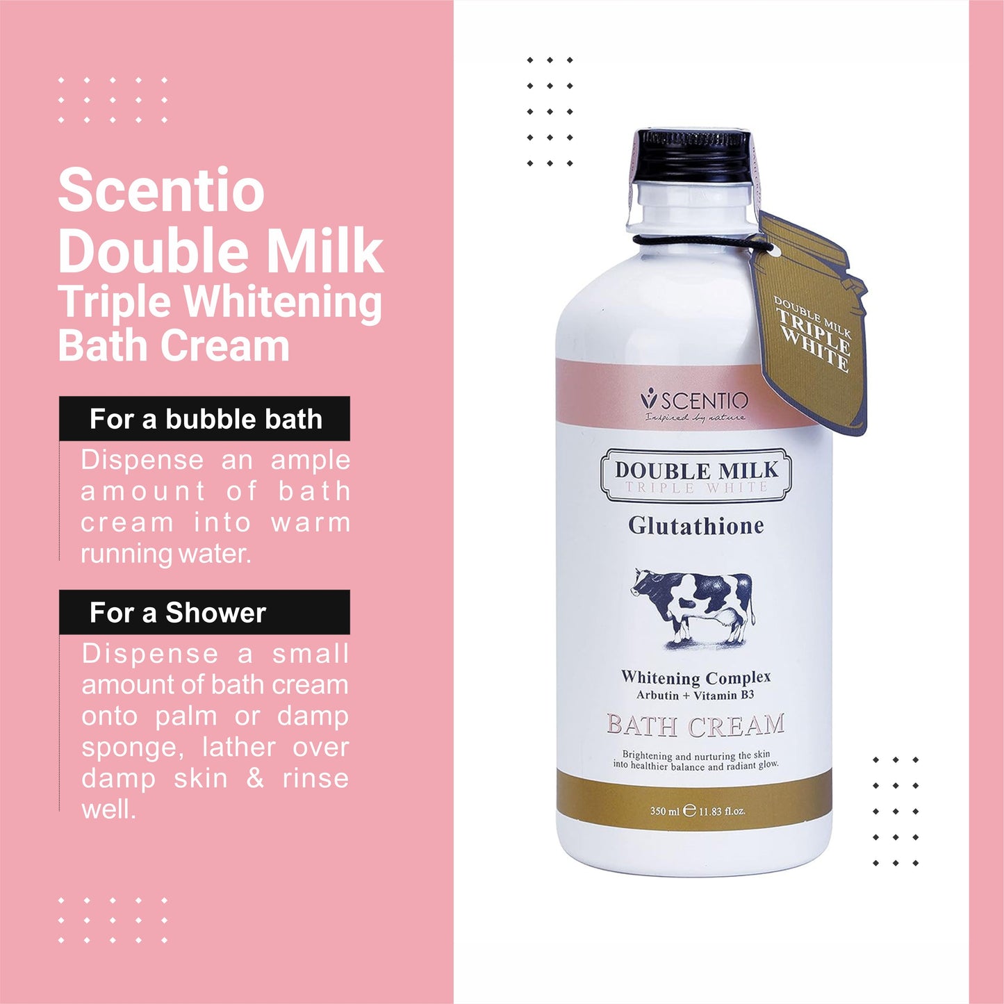 Scentio Organic Double Milk Triple Whitening Bath Cream 350ML – Brighten & Nourish Your Skin