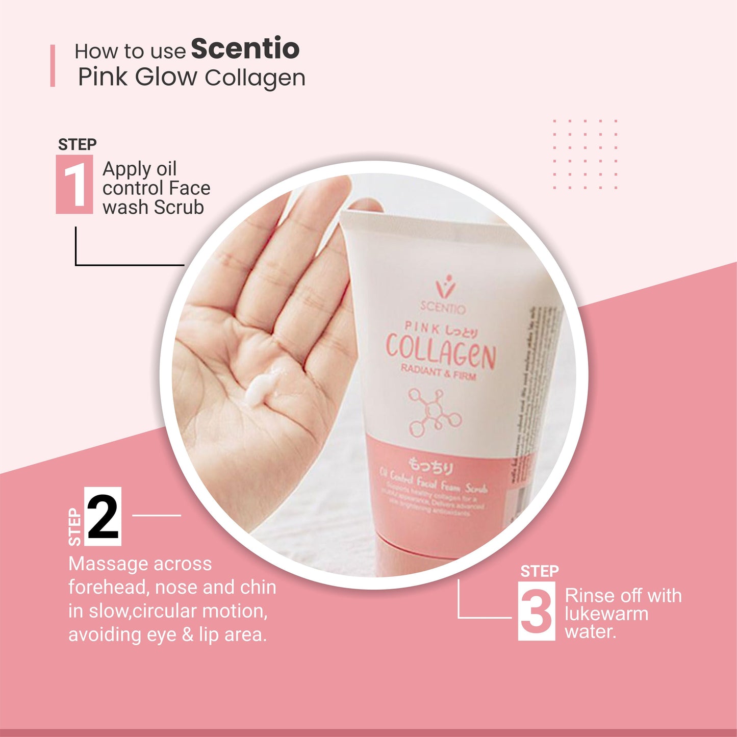 SCENTIO Pink Collagen 100ML – Organic Oil Control & Acne Face Wash | Thailand