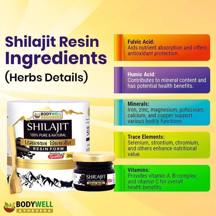 BodyWell Himalayan Shilajit Resin 100% Pure & Natural - 20gm