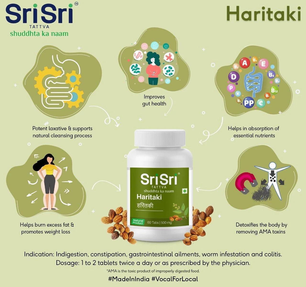 Sri Sri Tattva Haritaki Tablet - 500mg - 60 Tablets - Pack of 2