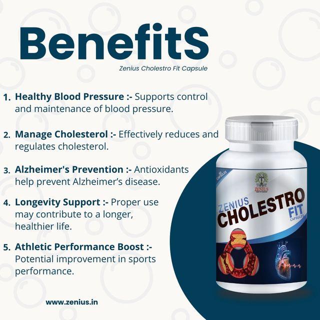 Zenius Cholestro Fit Capsules - Cholesterol Medicine for Cholesterol and Blood Pressure Control - 60 Capsules