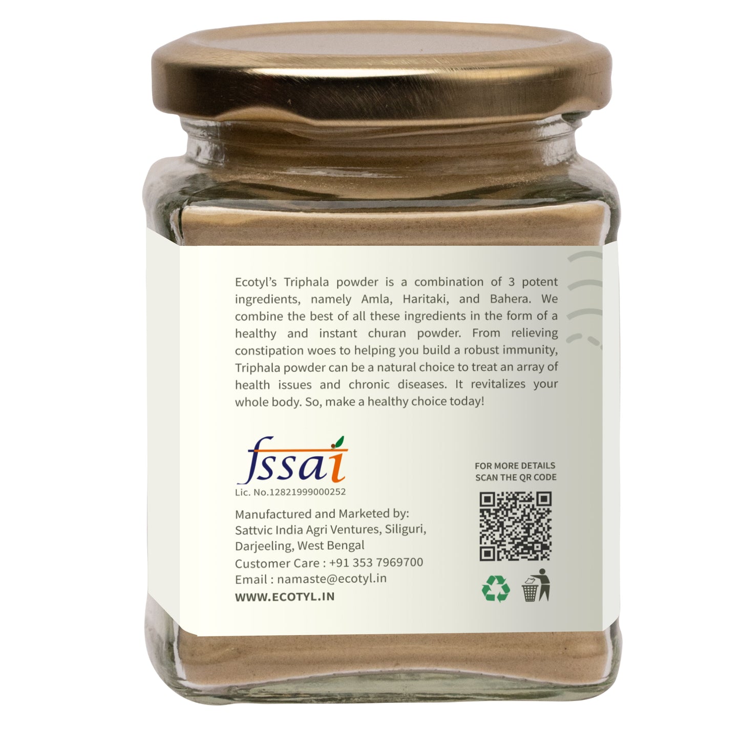 Ecotyl Triphala Powder for Digestive Health & Immunity - 100gm