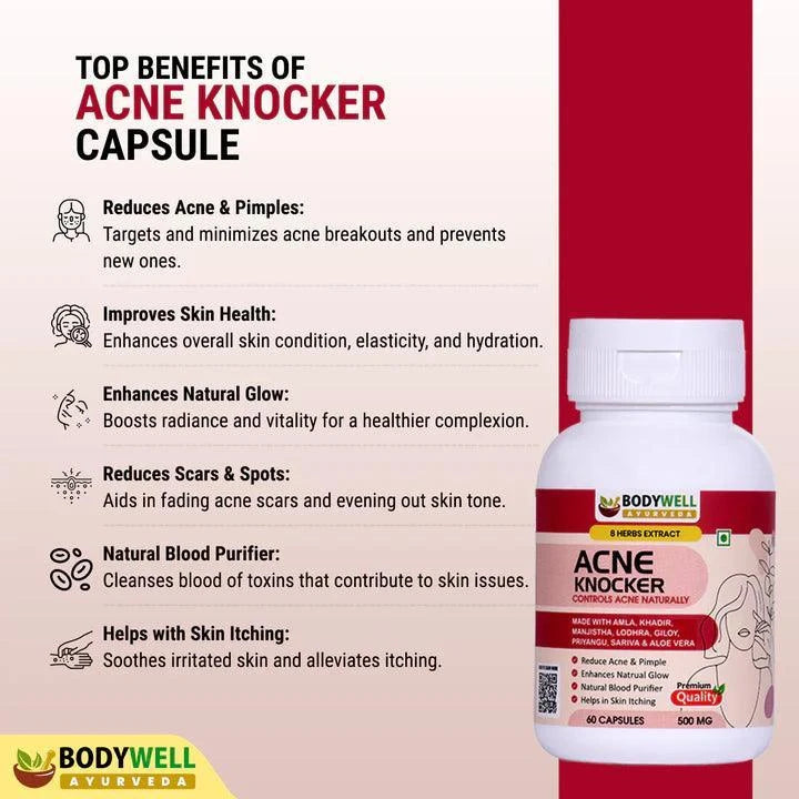 Bodywell Ayurveda Acne Knocker Capsules - 500mg