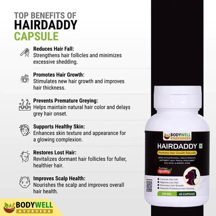 Bodywell Ayurveda HairDaddy Capsules - 60 Capsules - 500mg