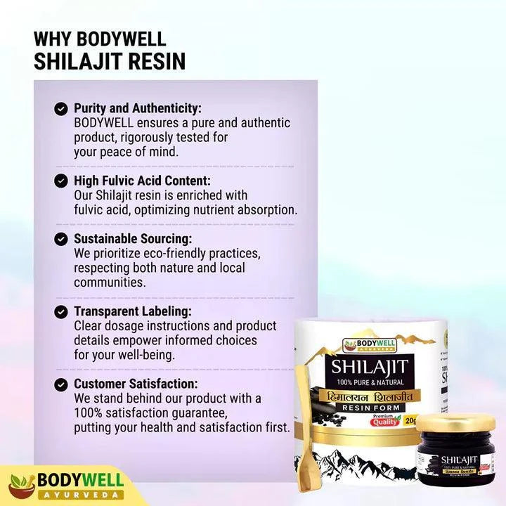BodyWell Himalayan Shilajit Resin 100% Pure & Natural - 20gm