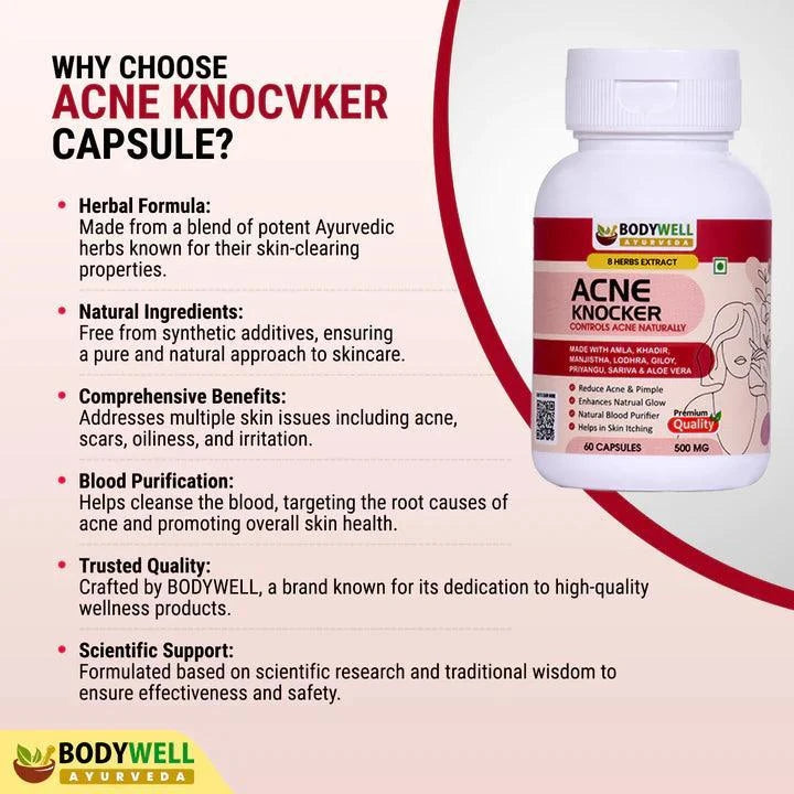 Bodywell Ayurveda Acne Knocker Capsules - 500mg