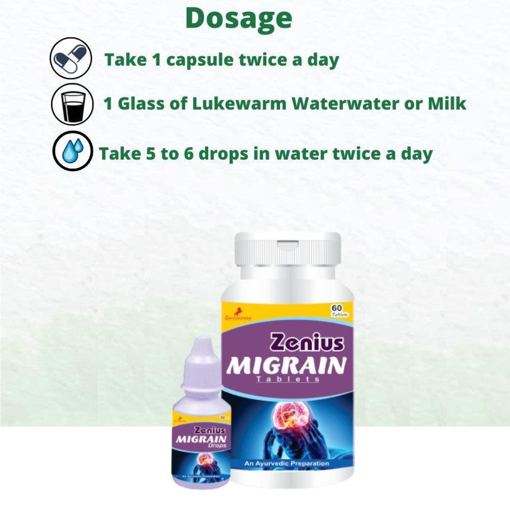 Zenius Combo Pack of Migrain Tablet & Migrain Drops