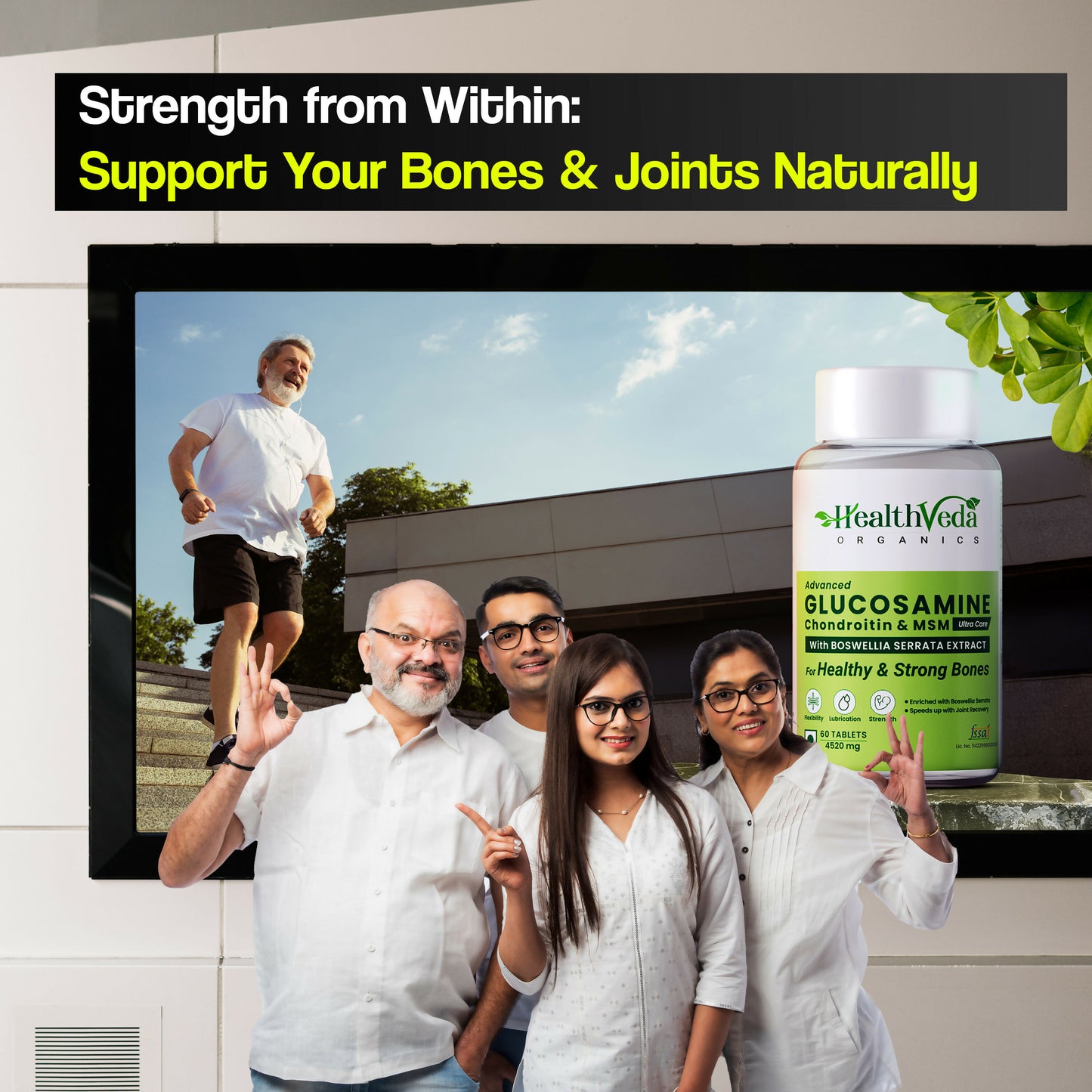 Health Veda Organics Glucosamine Chondroitin Tablet - 4520mg | For Joint Health