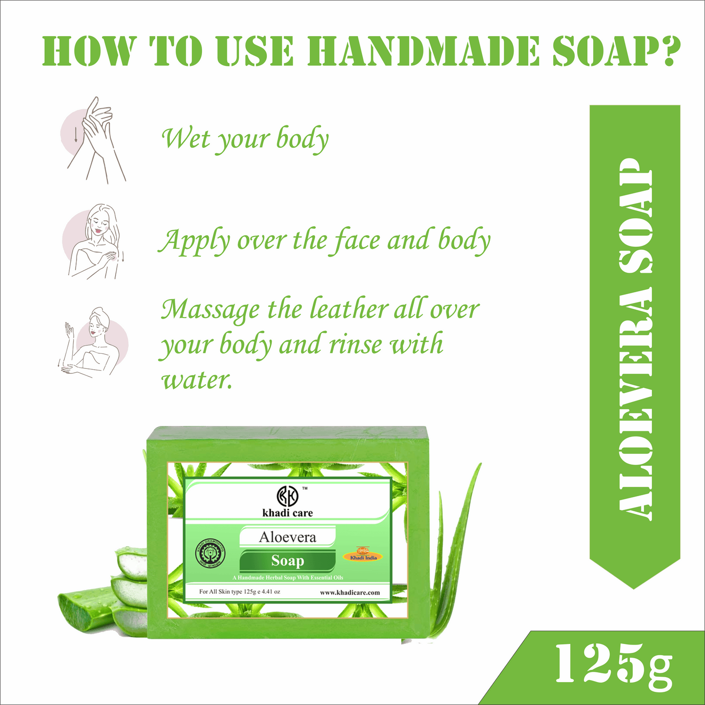 Khadi Care Herbal Aloevera Soap - 125g