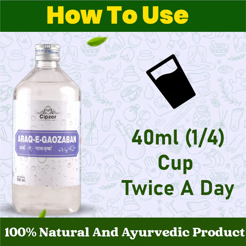 Cipzer Araq-E-Gaozaban - 500ml | Natural Nerve Tonic, Stress Relief, Heart & Liver Health Support