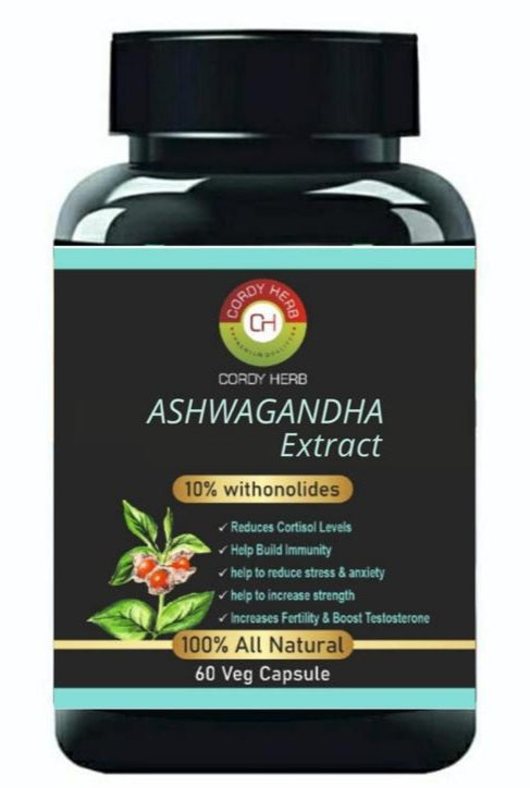 Cordy Herb Ashwagandha Extract Veg Capsule (Withania Somnifera ) Helps in Stress Management, Support Strength & Energy