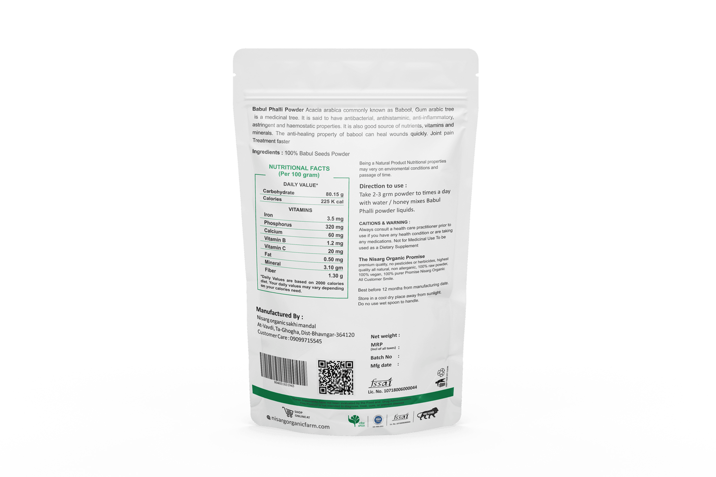 Nisarg Organic babool phali powder