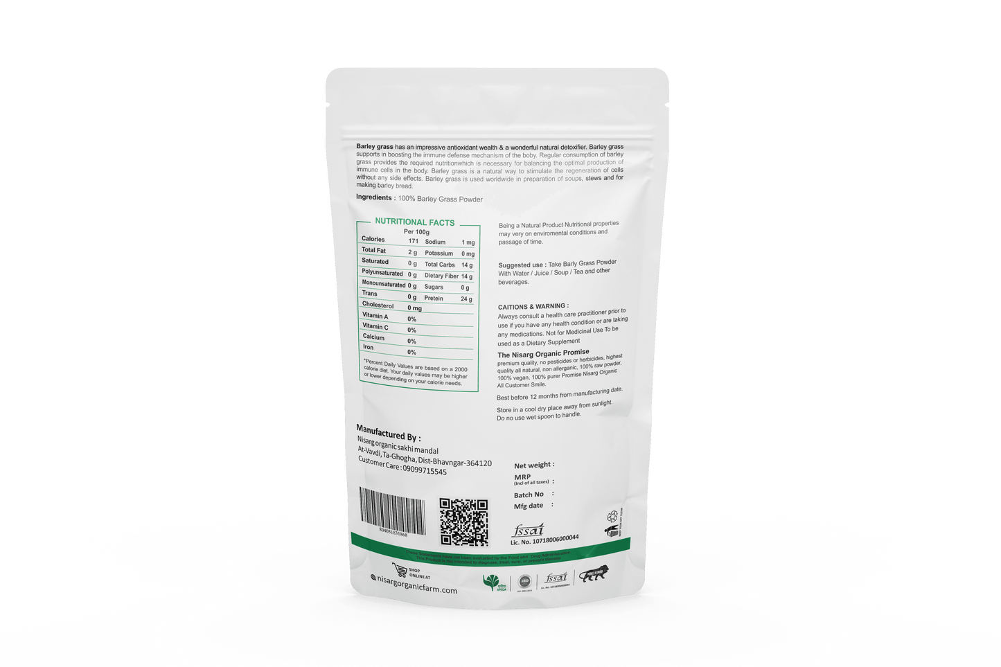 Nisarg Organic Farm Barley Grass Powder