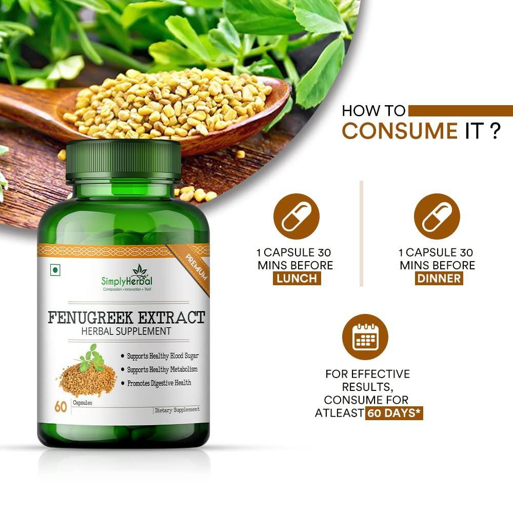 Simply Herbal Fenugreek Extract Vegetarian Capsules - 60 Veg Capsules