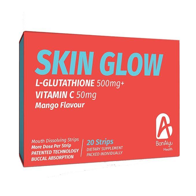 BonAiyu Skin Glow L-Glutathione & Vitamin C Strips - Mouth Dissolving Strips Supports Detoxification, Supplement For Skin Glow & Skin Hydration, (20 Strips)