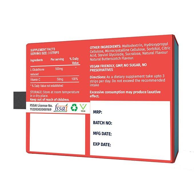 BonAiyu Skin Glow L-Glutathione & Vitamin C Strips - Mouth Dissolving Strips Supports Detoxification, Supplement For Skin Glow & Skin Hydration, (20 Strips)