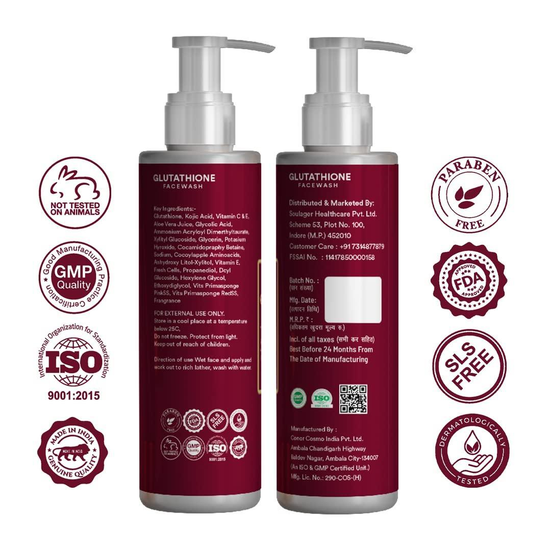 Simply Herbal Glutathione Face Wash with Vitamin C & E, Kojic Acid | Oil Control & Cleansing | Hydrating Daily Face Wash - 100ml