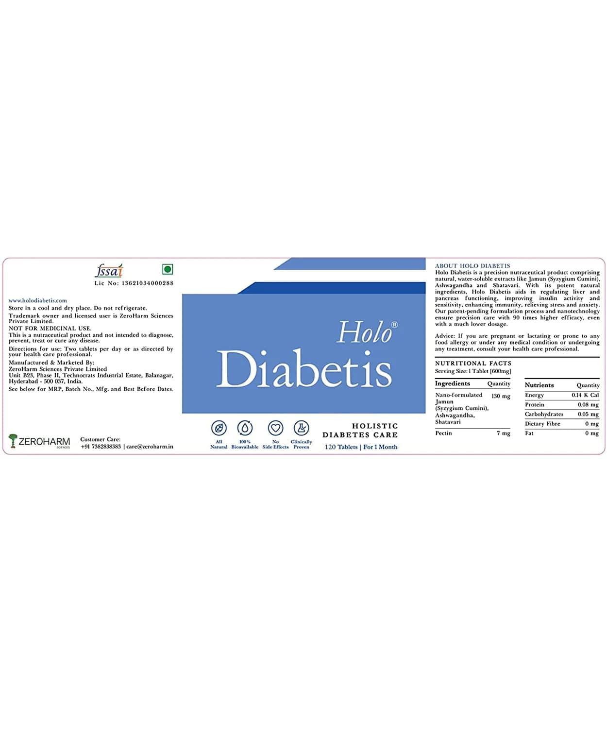 Zeroharm Sciences Holo Diabetis Tablet