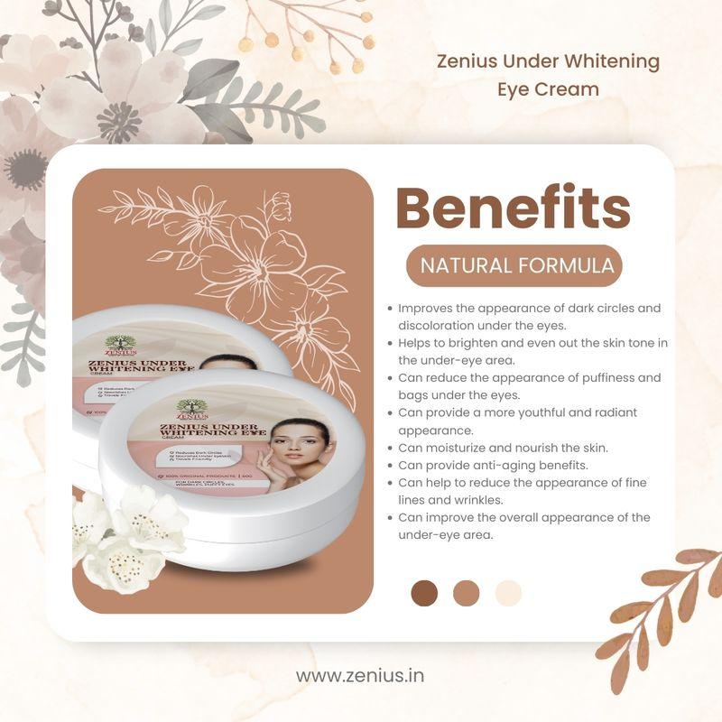 Zenius Under Whitening Eye Cream - for Dark Circle Removal and Eye Care - 50gm Cream