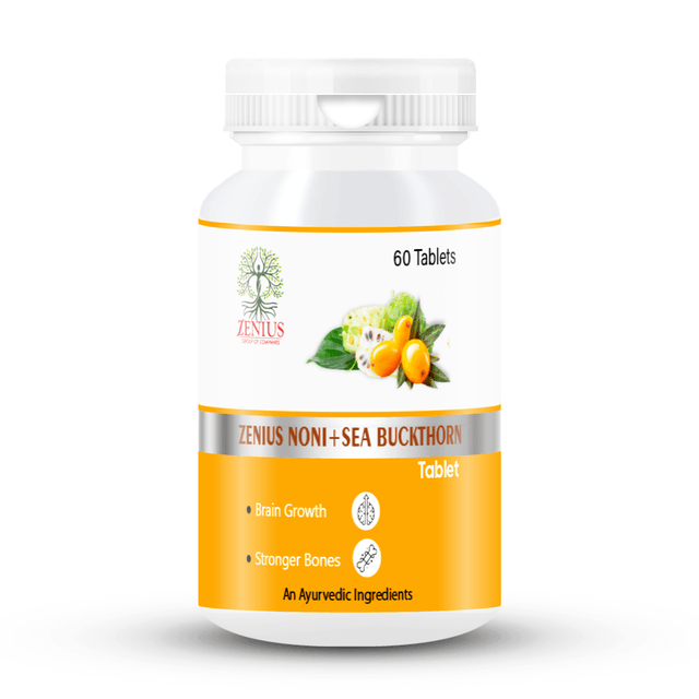 Zenius Noni + Sea Buckthorn Tablets - Powerful Antioxidant Tablets for Immunity, Skin Health, and Detoxification - 60 Tablets