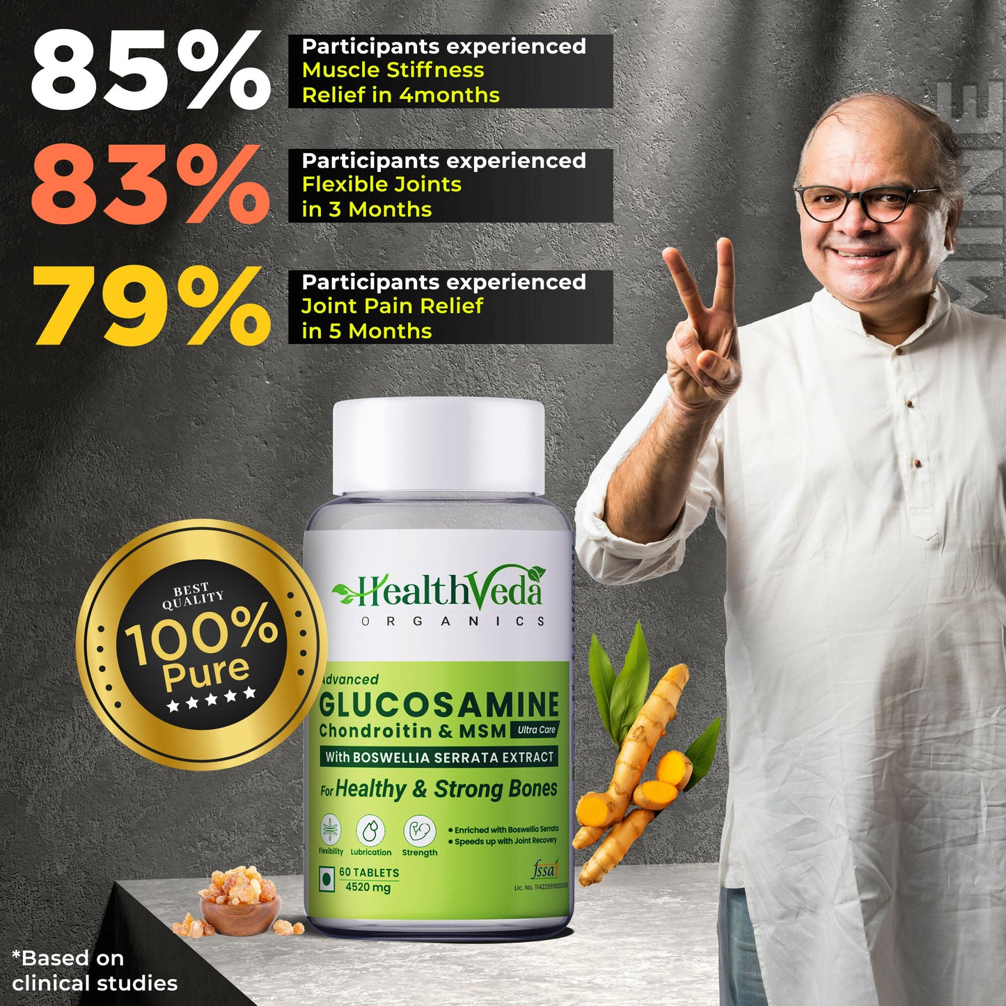 Health Veda Organics Glucosamine Chondroitin Tablet - 4520mg | For Joint Health