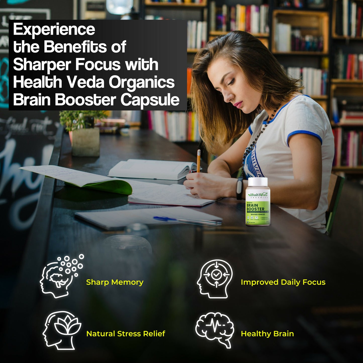 Health Veda Organics Brain Booster Capsule - 60 Capsules