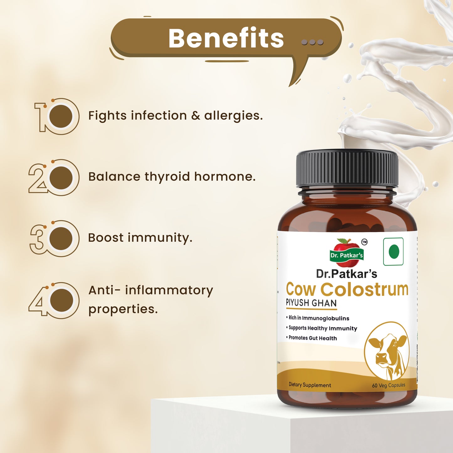 Dr. Patkar's Bovine Colostrum Capsule | Immunity Booster | Manage Thyroid Hormone Capsule
