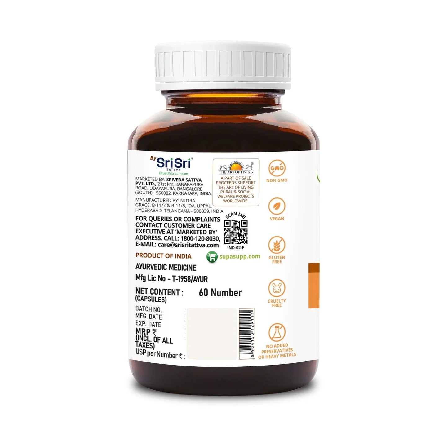 Sri Sri SupaSupp Quick Action Bioperine Oil Curcuwin Capsules | 60 Veg Cap, 500mg