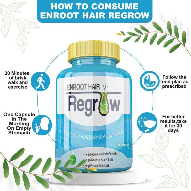 Divya shree Enroot Regrow Hair Capsule Helps Accelerate Hair Growth, Nourish Hair Follicle, Hair Growth Treatment 60 Capsule, Jeevan Care Ayurveda