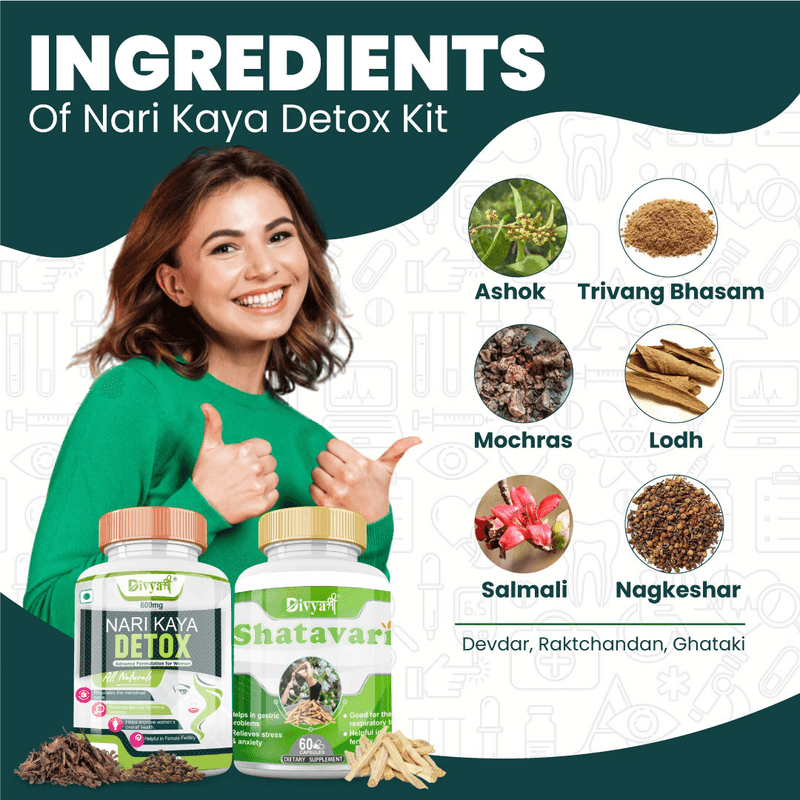 Divya Shree Nari Kaya Detox Capsule and Shatavari Women's Wellness Kit
