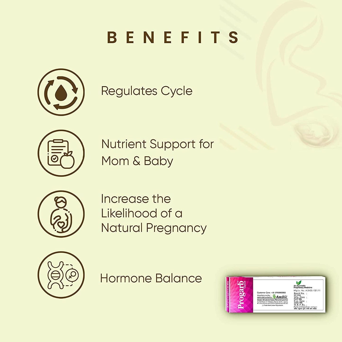 Ambic Progarb Capsule for PCOS, PCOD, Natural Pregnancy (90 Each)
