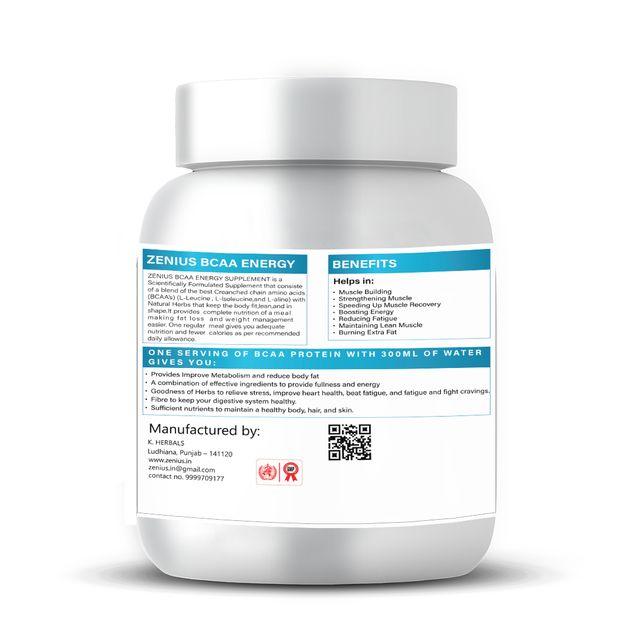 Zenius Bcaa Energy Supplement - Bcaa Supplements for Stamina, Sexual Health, and Immunity Boosting - 250gm Powder