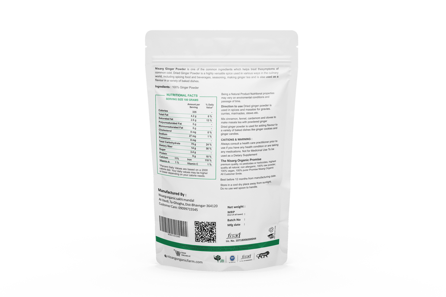 Nisarg Organic Farm Ginger (Suth) Powder