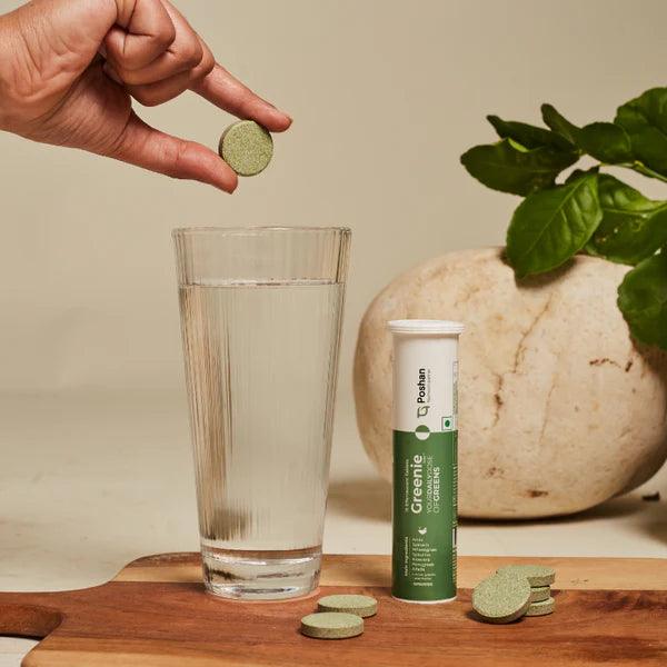 Poshan Greenie Tabs - Daily Greens Tablets - Your Daily dose of Greens- (Pack of 15 Tablets)