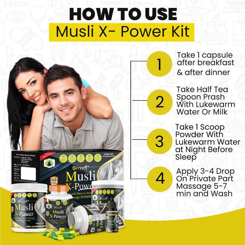 Divya Shree Musli X-Powder Kit Vitality Booster Capsule Testosterone Booster Kit for Men's wellness