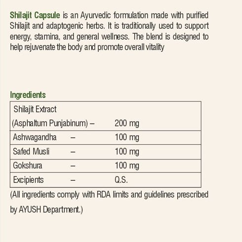 Vital Leaf Shilajit Plus Capsules – Ayurvedic Blend with Shilajit, Ashwagandha, Safed Musli & Gokshura – 60 Plant-Based Capsules – Natural Herbal Supplement