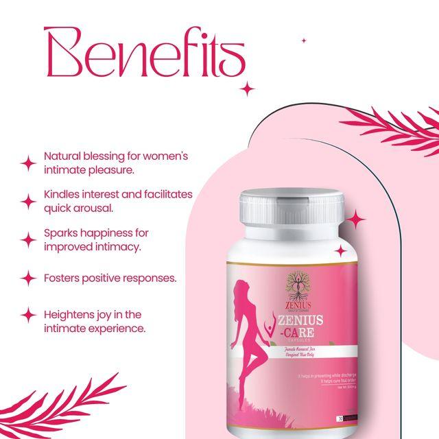 Zenius V Care Capsules - Women Sexual Capsules for Female Sexual Health and Stamina Boost - 60 Capsules