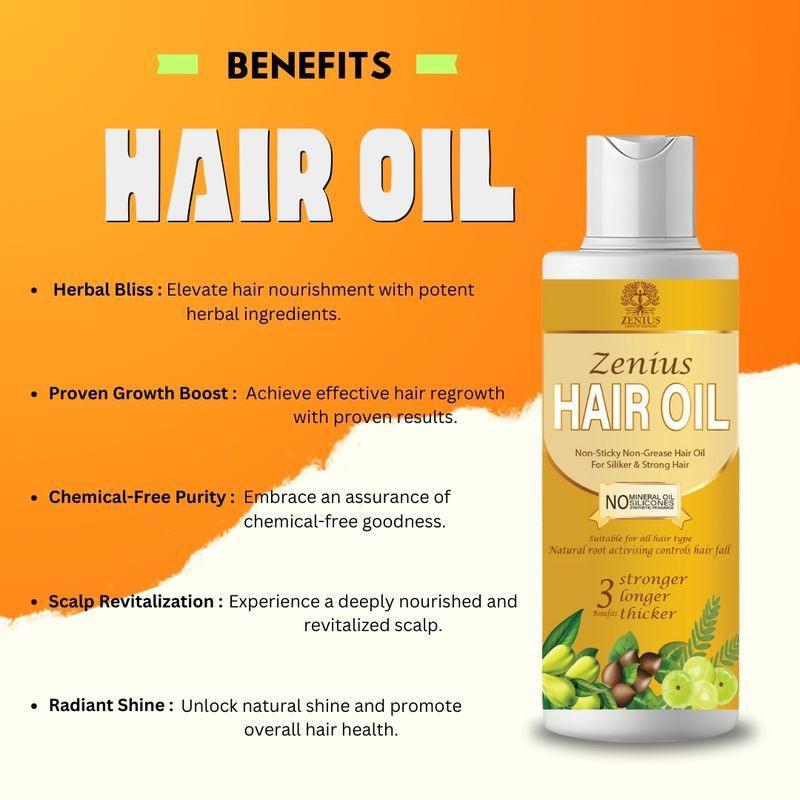 Zenius Hair Oil - for Hair Growth, Dandruff Removal, and Improvement - 200ml Oil