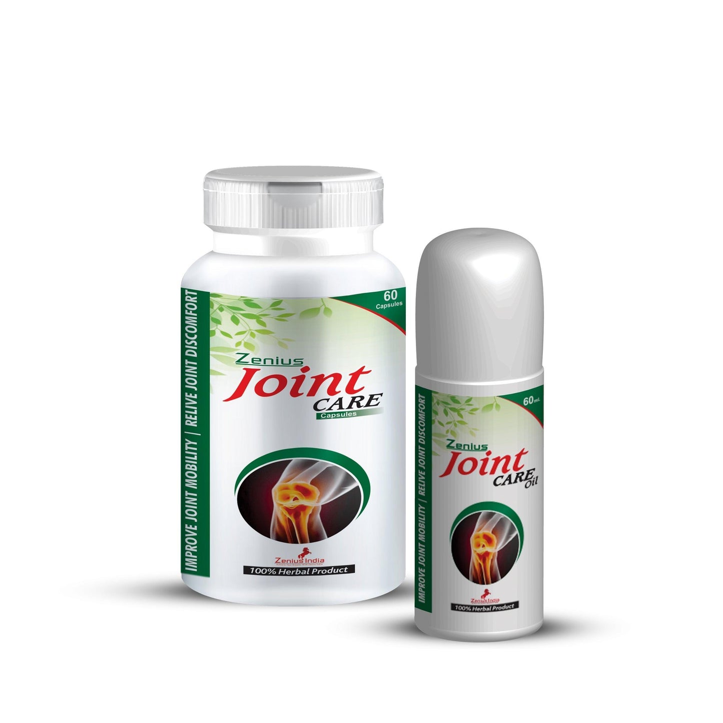 Zenius Joint Care Kit for Muscle, Bone, Joint Support Capsules for Pain Relief Combo (60 Capsule + 60ml Oil)