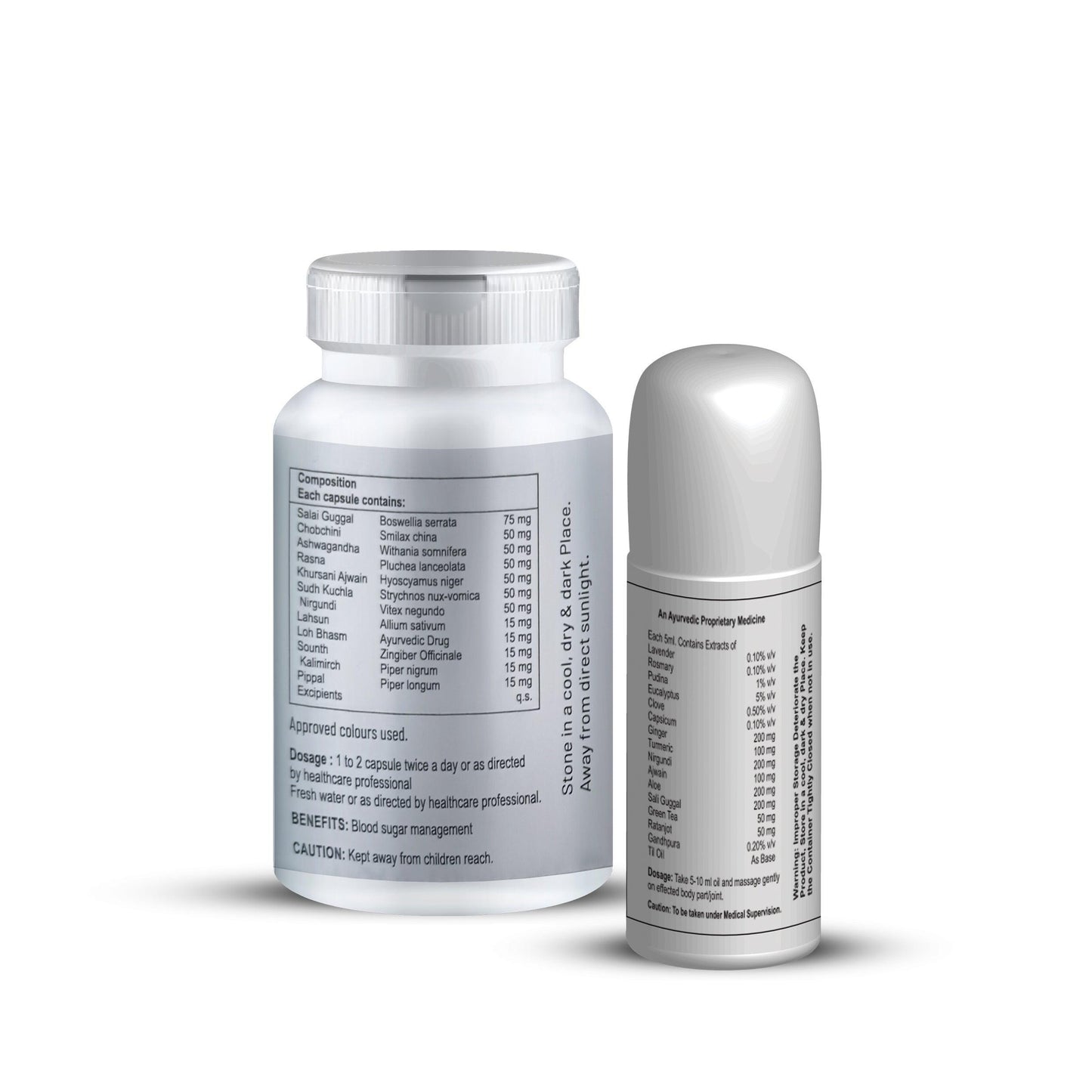 Zenius Joint Care Kit for Muscle, Bone, Joint Support Capsules for Pain Relief Combo (60 Capsule + 60ml Oil)