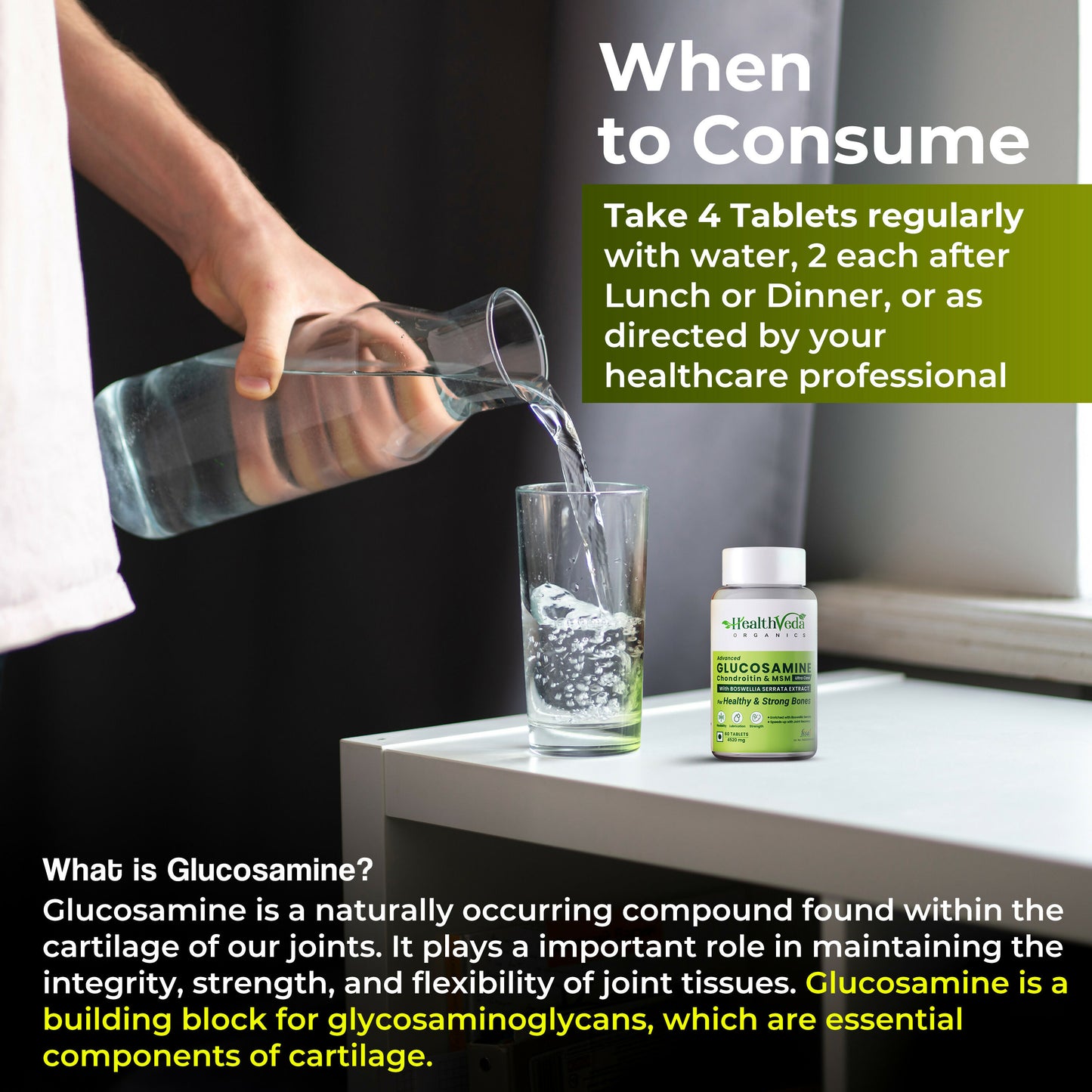 Health Veda Organics Glucosamine Chondroitin Tablet - 4520mg | For Joint Health